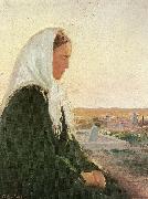 Anna Ancher ung kvinde pa kirkegarden i skagarden oil painting picture wholesale